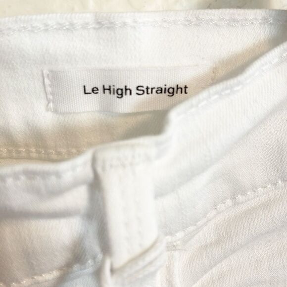Frame Le High Straight Leg Distressed White Jeans chewed hem NWT 31 - Picture 7 of 8